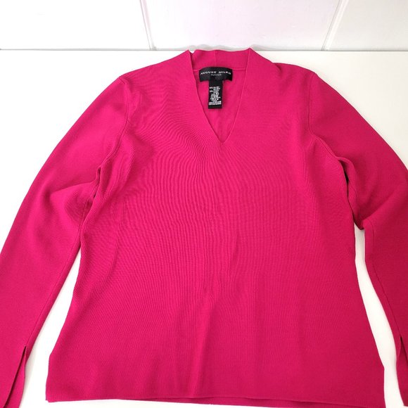 August Silk Petites Fushia Knit Top Size PL - Picture 3 of 4